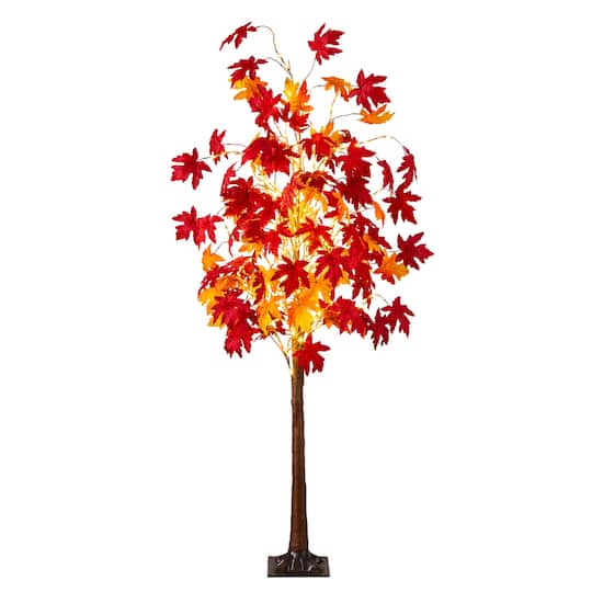 6ft. Pre-Lit Autumn Weeping Maple Artificial Fall Tree with 300 Warm White LED Lights